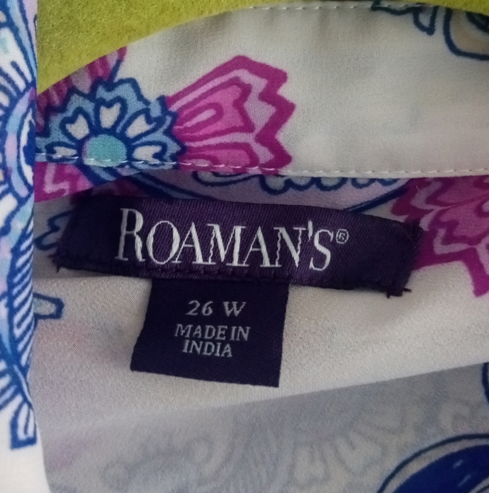 Roaman's Blue and Pink Paisley Shirt - Picture 5 of 8